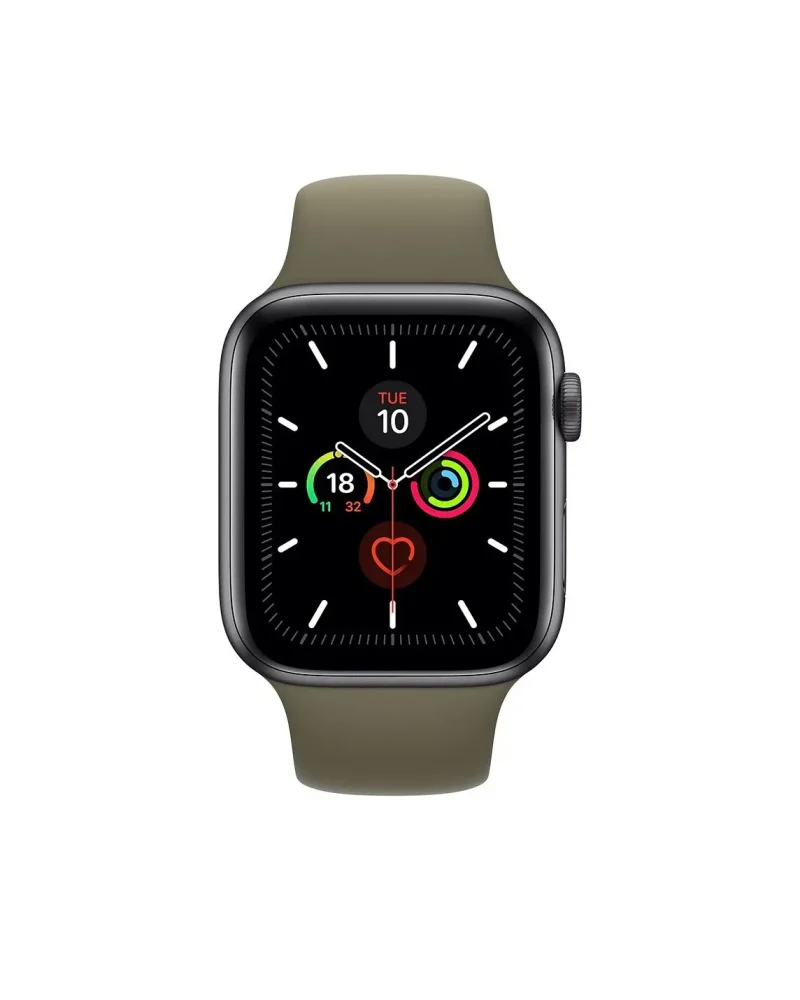 Smartwatch with khaki sport band displaying health and fitness metrics