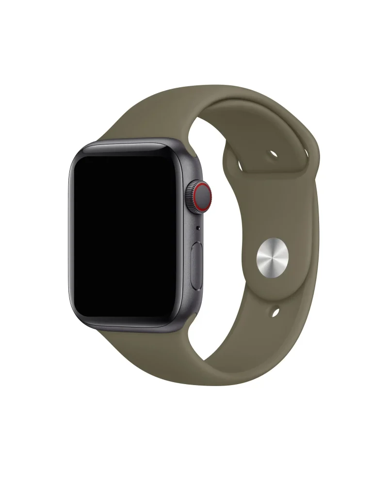 Khaki sport band for smartwatch with aluminum case and digital crown
