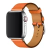 Silver smartwatch with orange leather buckle band strap
