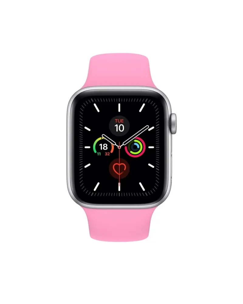 Pink silicone sport band smartwatch with fitness tracking display