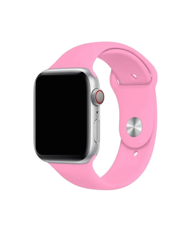 Pink sport band for Apple Watch with silver aluminum case