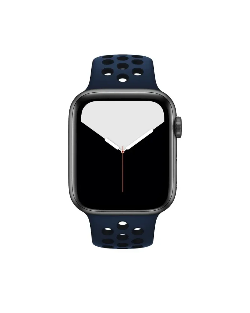 Apple Watch Nike Sport Band midnight blue with perforated design and black case