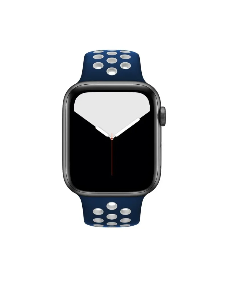 Apple Watch midnight blue and white sport band with perforated holes design