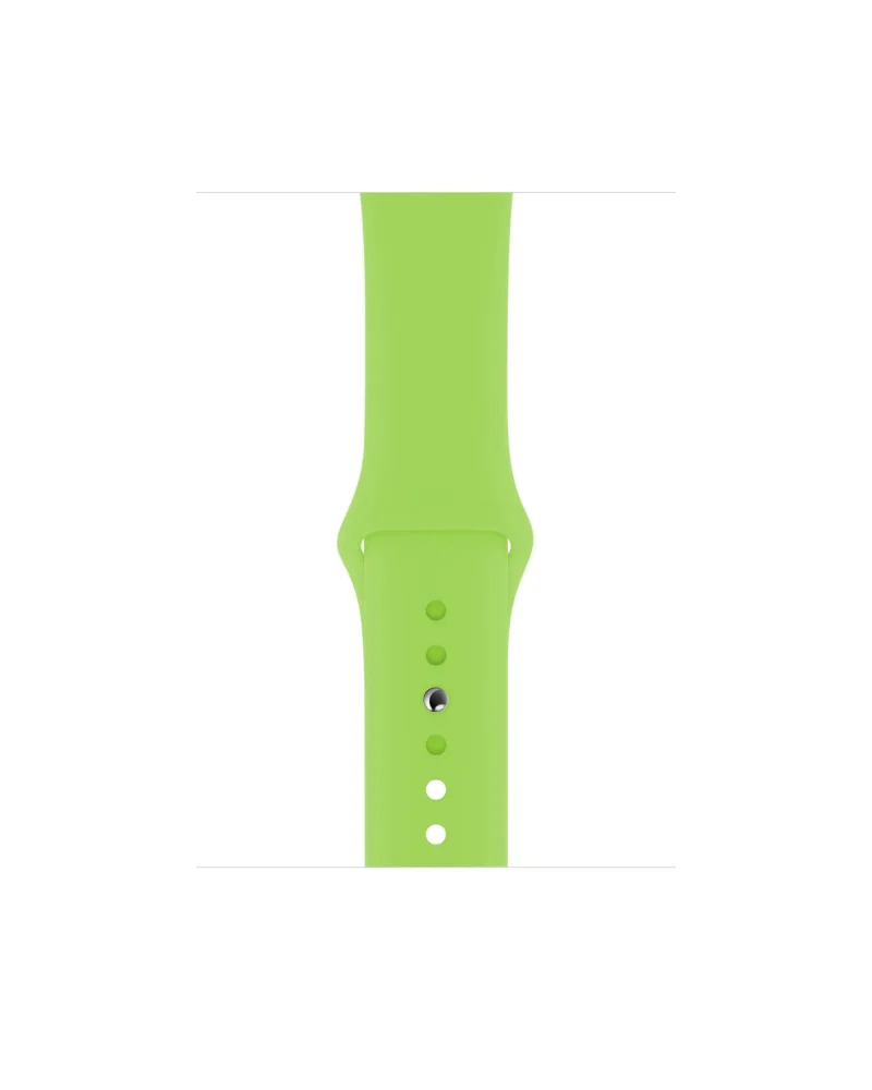 Bright green silicone sport watch band with white button closures