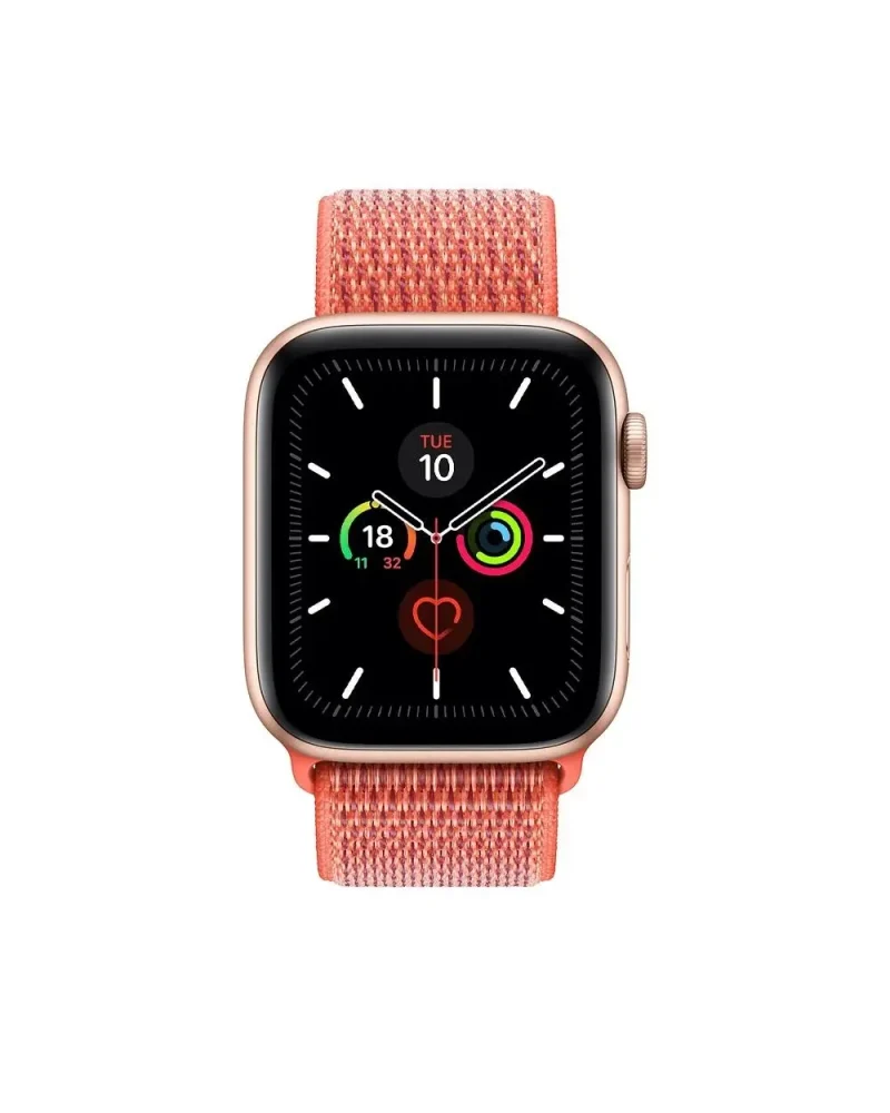Apple Watch with rose gold case and nectarine sport loop band