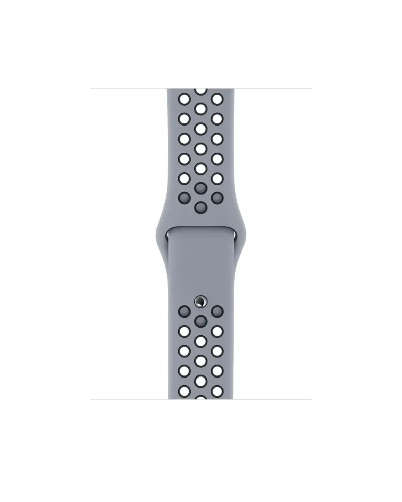 Gray perforated sport watch band with breathable holes for active wear