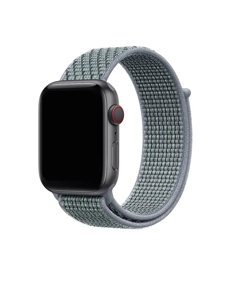 Apple Watch with gray sport loop band and cellular digital crown