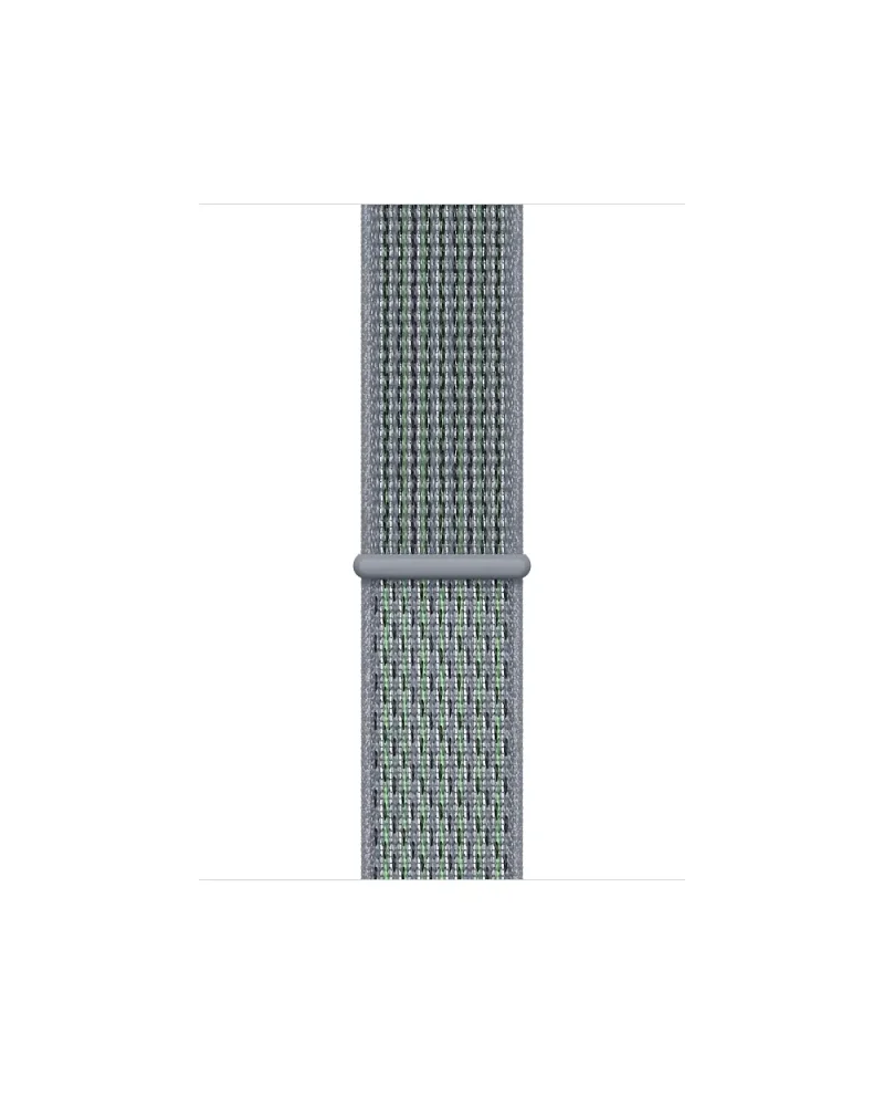 Gray woven sport loop watch band with obsidian mist color and adjustable closure
