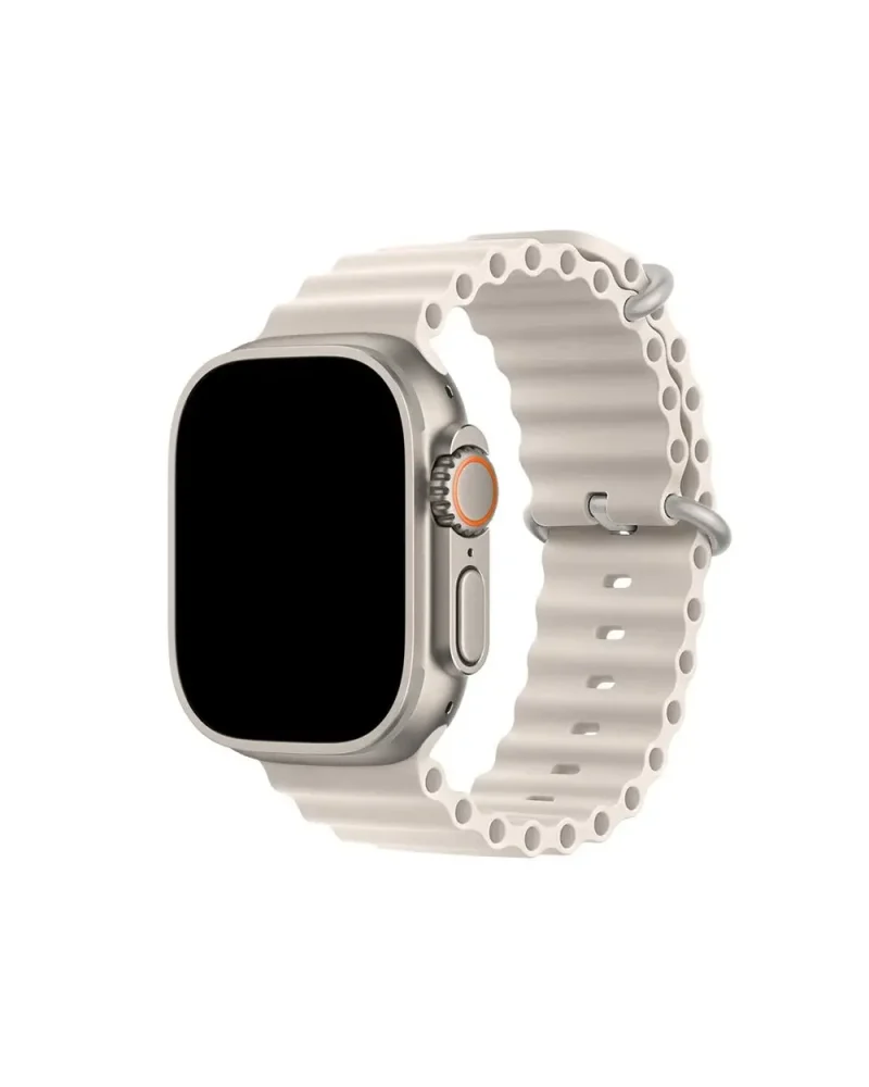 Starlight ocean band smartwatch with silicone strap and orange digital crown