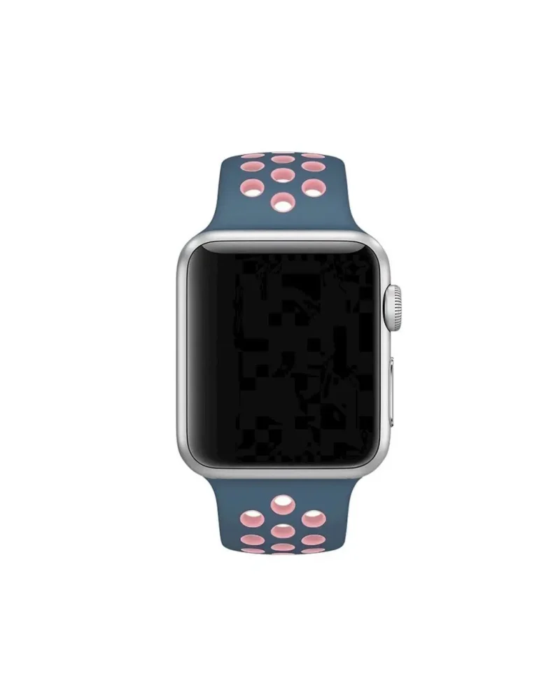 Apple Watch sport band active ocean blue and light pink silicone
