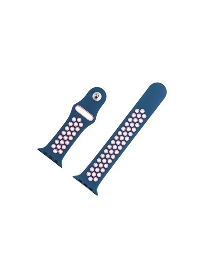 Navy blue sport watch bands with pink silicone dots and connectors
