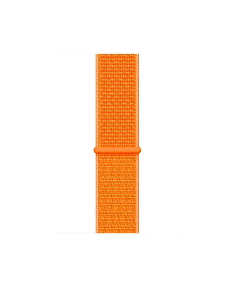 Orange nylon sport loop watch band with adjustable strap closure
