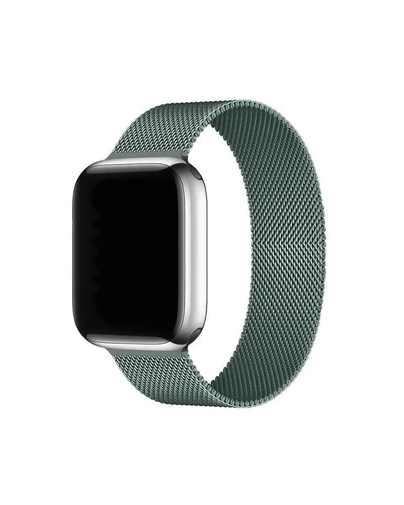 Pine green Milanese loop stainless steel mesh smartwatch band