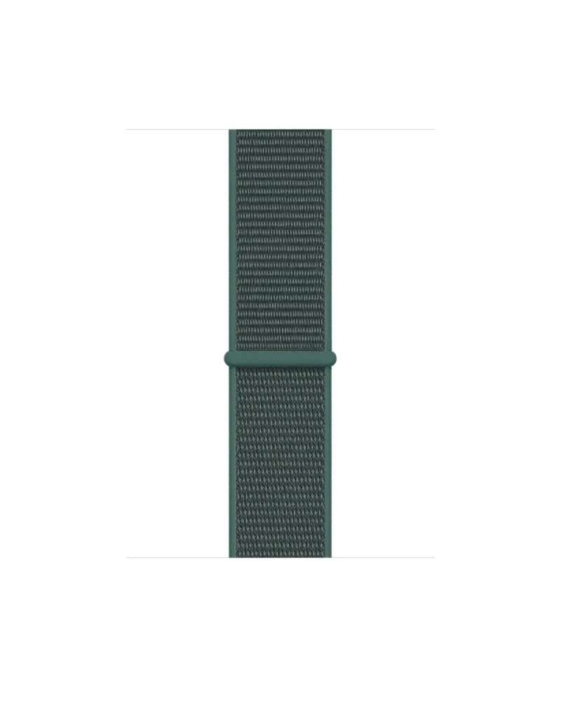 Pine green nylon sport loop watch band with elastic weave texture
