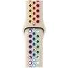 Colorful sport watch band with rainbow pride dots on beige strap