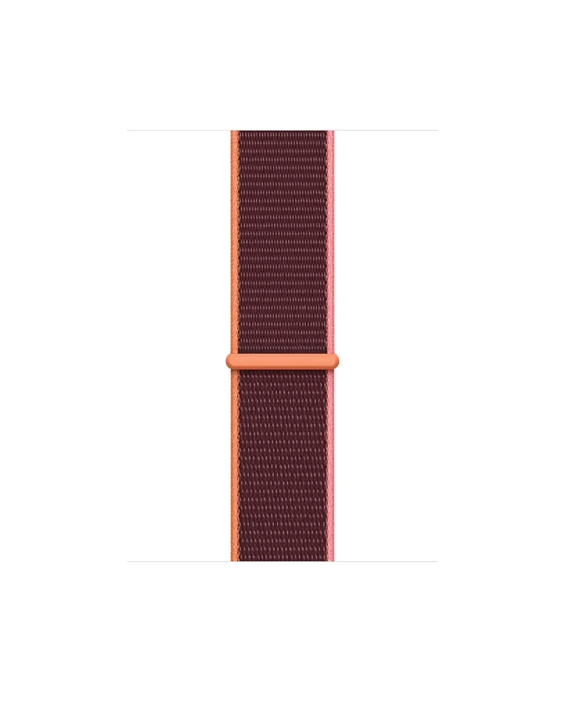 Plum sport loop watch band with orange connector for Apple Watch