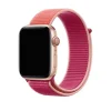 Rose gold Apple Watch with pomegranate pink sport loop band velcro strap