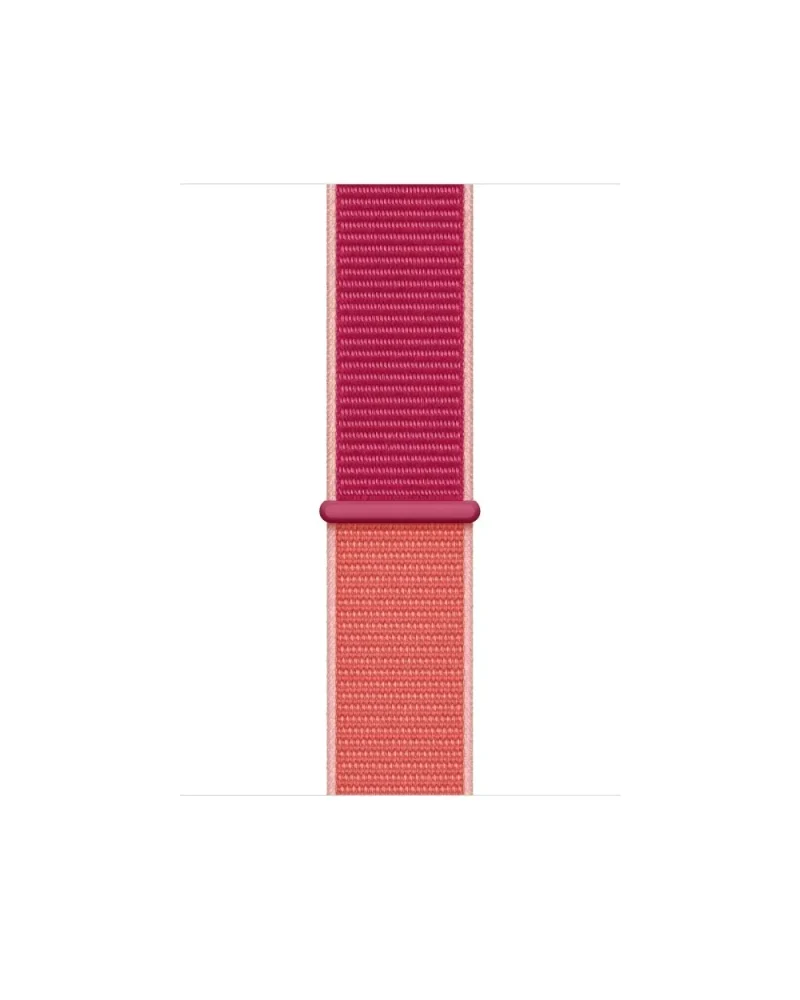 Pomegranate pink sport loop apple watch band with burgundy connector