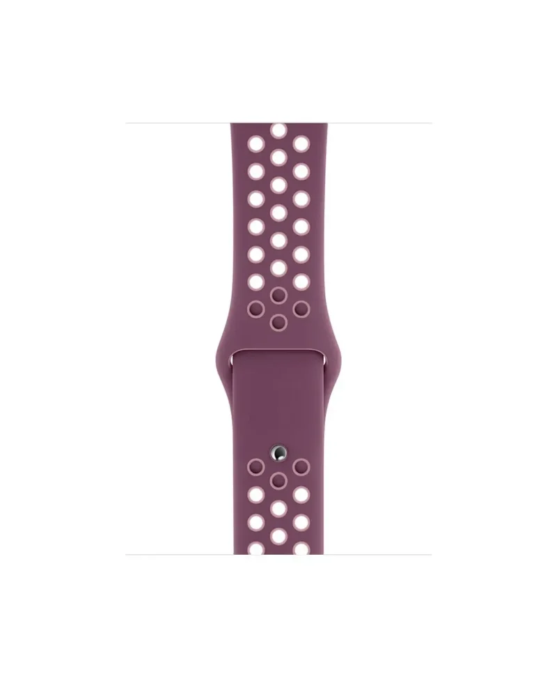 Purple Nike sport watch band with perforated ventilation holes and soft pink accents