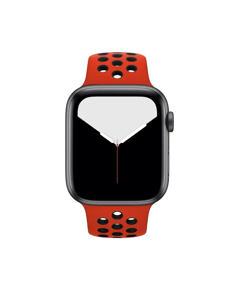 Red and black Nike sport smartwatch band with perforated holes design