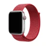 Silver aluminum Apple Watch with red fabric sport loop band
