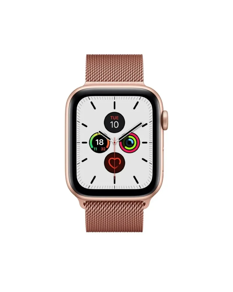 Rose gold Apple Watch with stainless steel Milanese loop mesh band