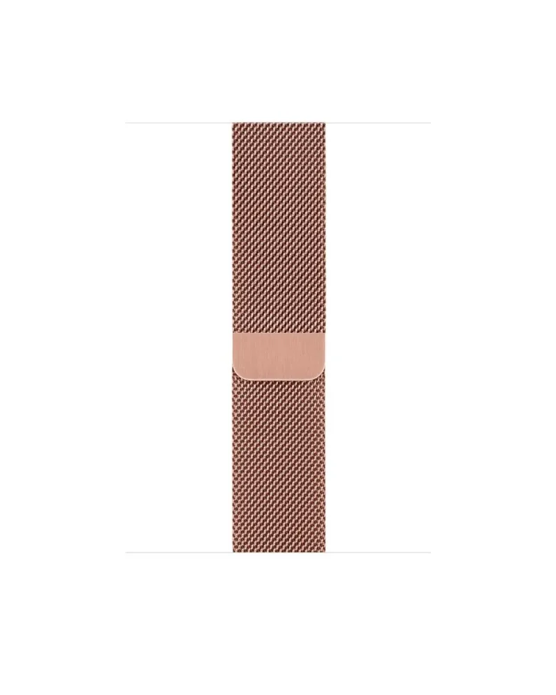 Rose gold Milanese loop smartwatch band with mesh metal construction