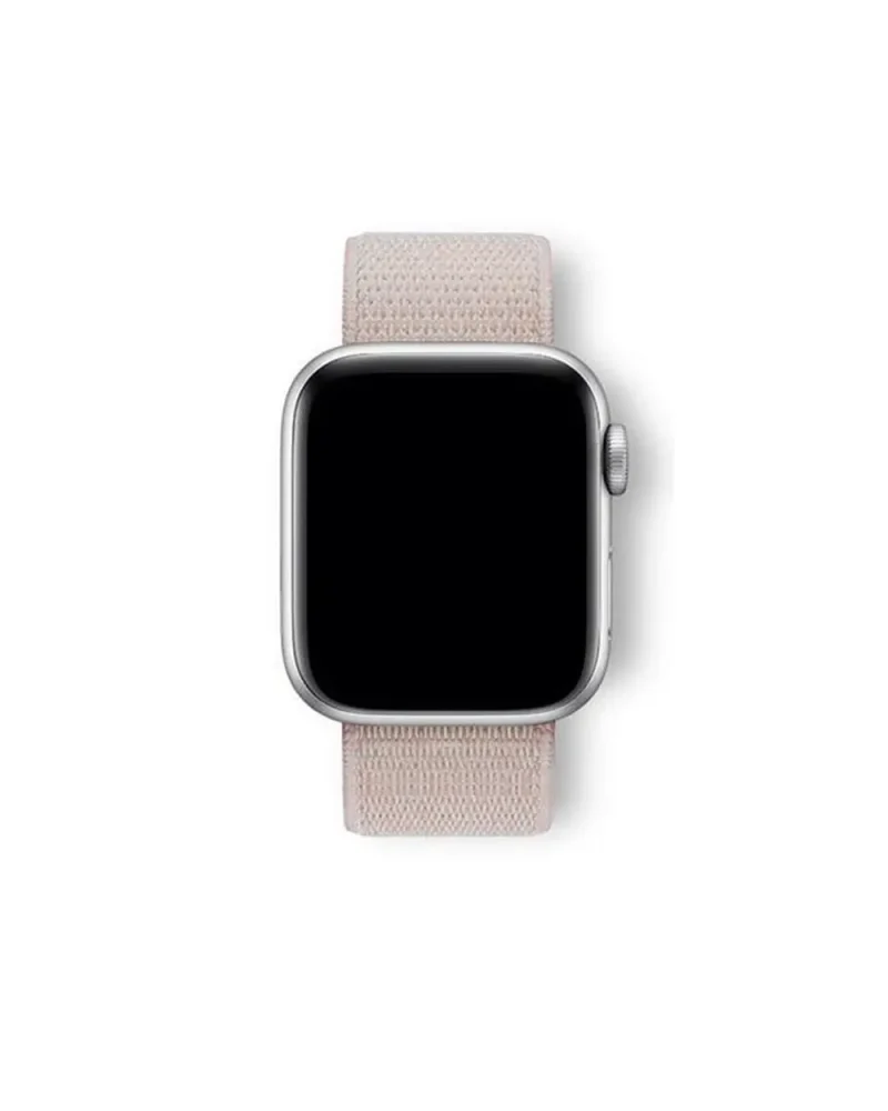 Apple Watch silver aluminum case with rose pink sport loop band