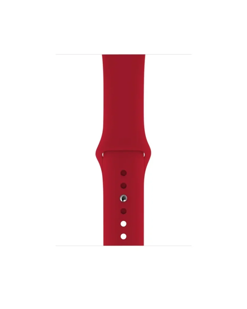 Red sport band with silicone material and adjustable button closures