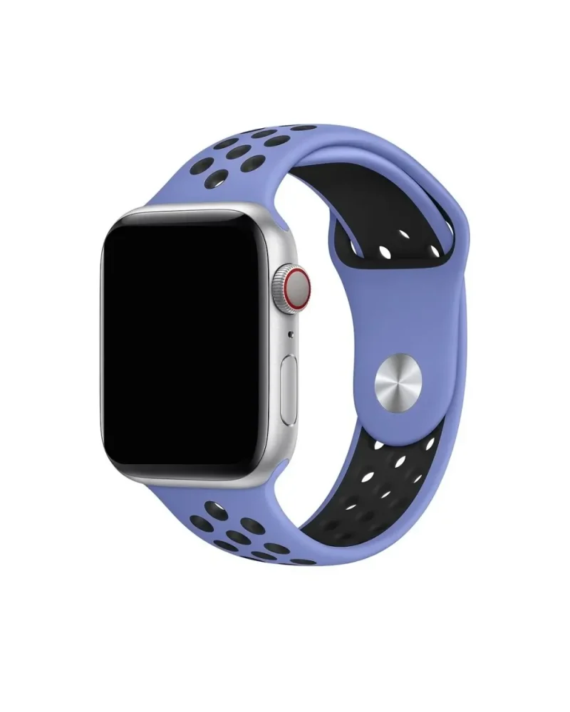 Apple Watch sport band Royal Pulse and Black perforated silicone strap