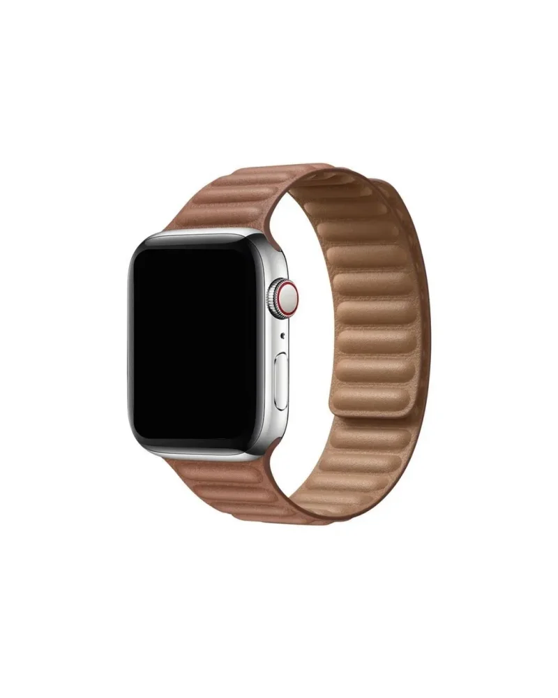Apple Watch leather link band saddle brown quilted strap