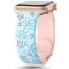 Sakura sport band with floral design in light blue and pink for smartwatch
