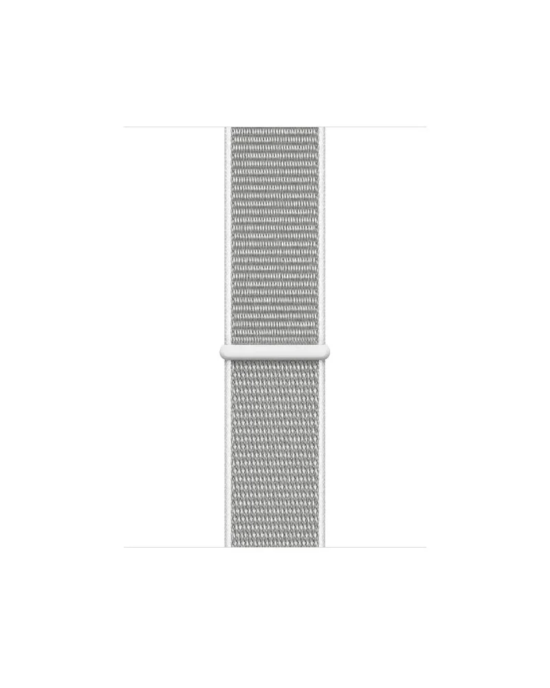 Gray seashell sport loop fabric watch band with white connector