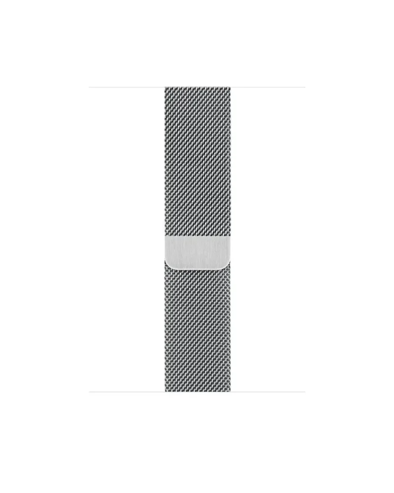 Silver Milanese loop woven mesh watch band with magnetic closure clasp
