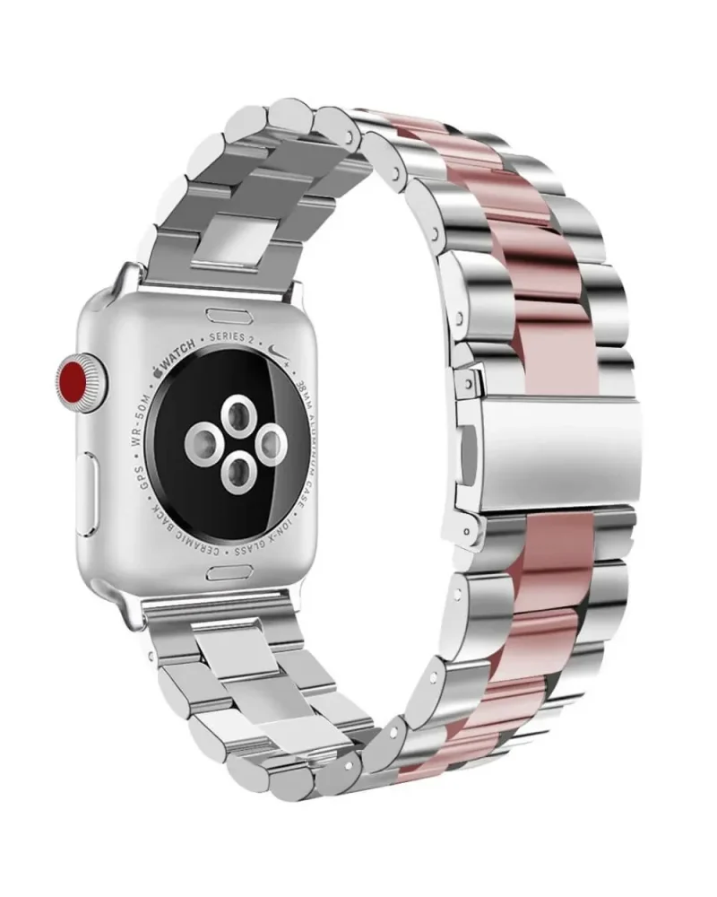 Apple Watch Series 2 stainless steel band silver rose gold two-tone