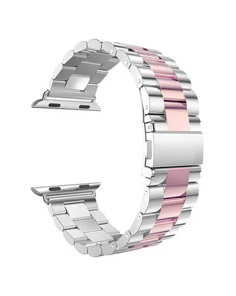 Silver and rose gold stainless steel smartwatch band for Apple Watch
