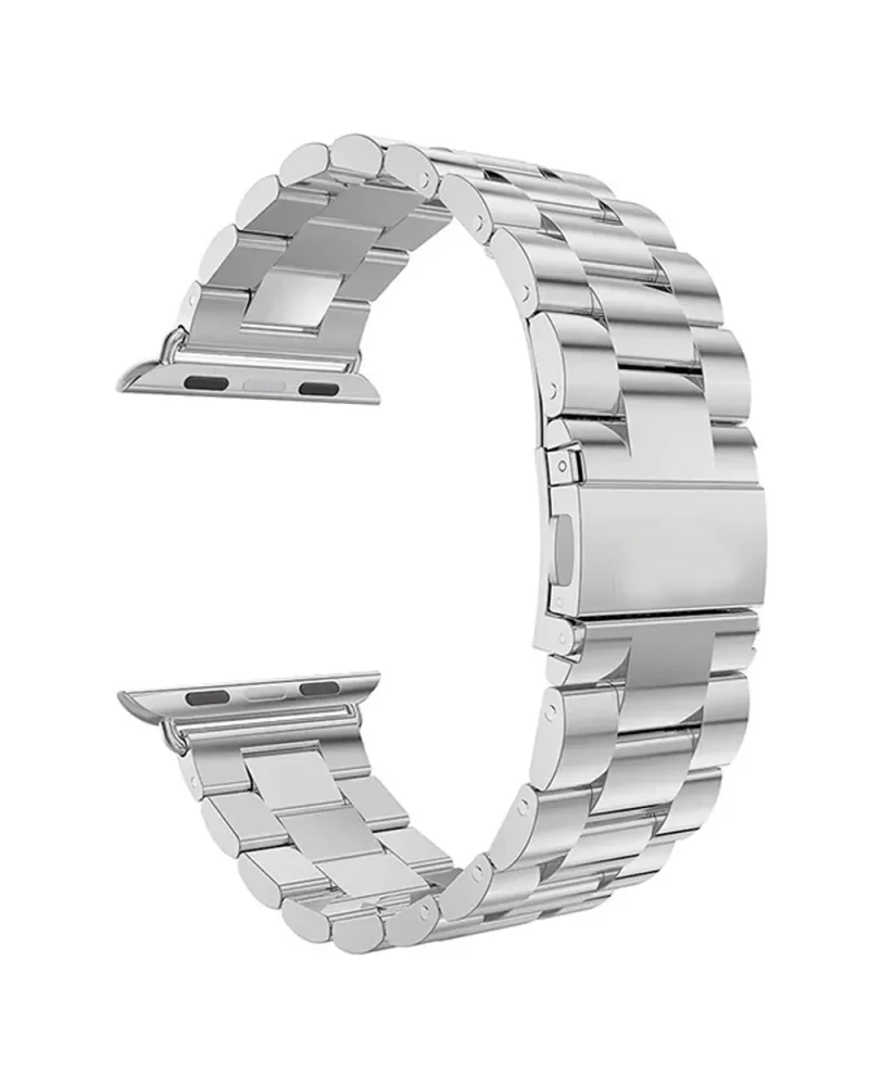 Stainless steel silver metal band for smart watch compatible strap