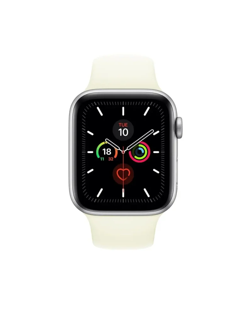 Smartwatch with soft white sport band and black digital face display