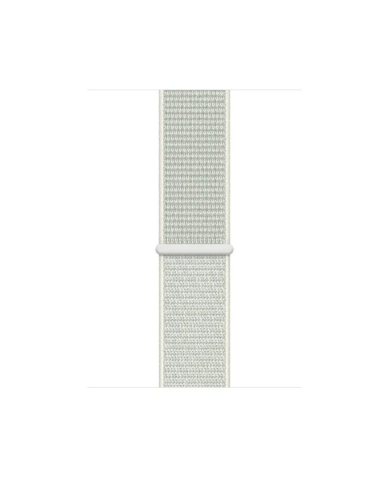 Cream sport loop fabric watch band with aluminum connector clasp