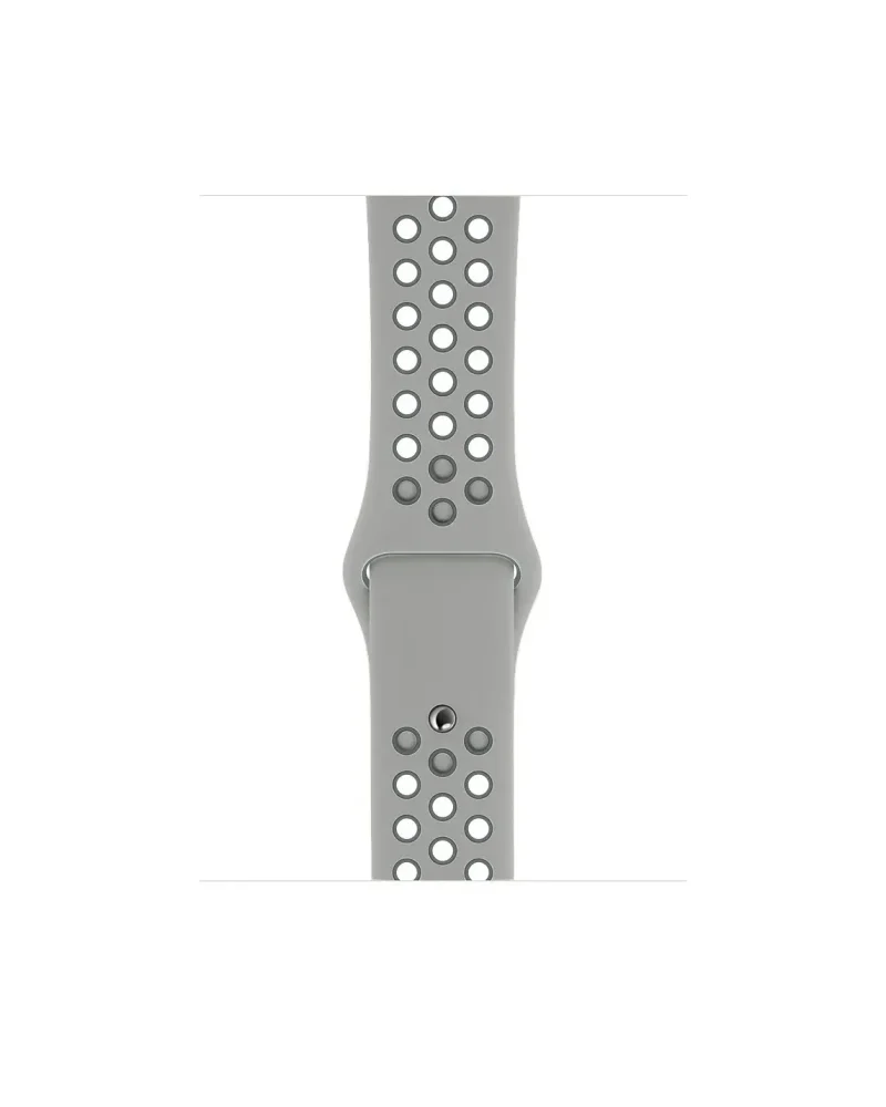 Gray perforated sport watch band with ventilation holes for active wear