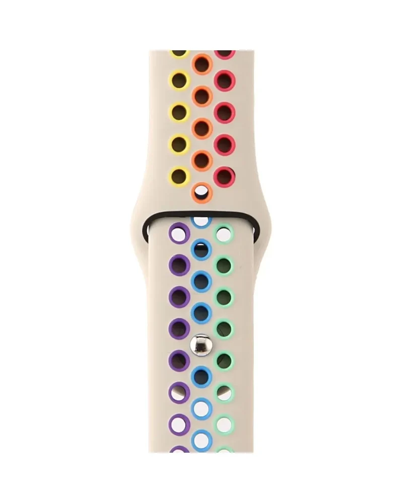 Colorful stone sport band with rainbow pride holes for smartwatch.