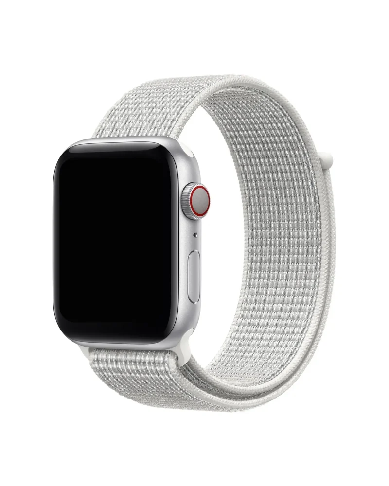 Apple Watch silver aluminum case with summit white sport loop band