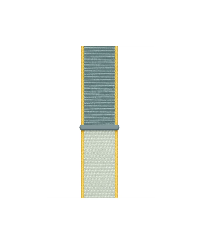 Yellow and gray nylon sport loop watch band with connector