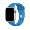 Silver Apple Watch with Surf Blue sport band and red digital crown