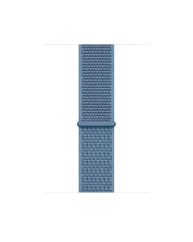 Blue nylon sport loop watch band with woven textile material construction