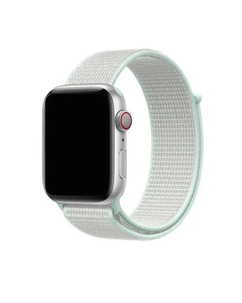 Apple Watch silver aluminum with teal sport loop band