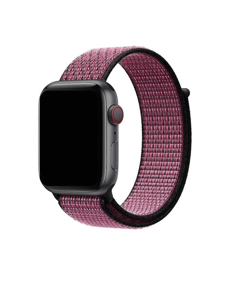 Apple Watch with True Berry fabric sport loop band, space gray case