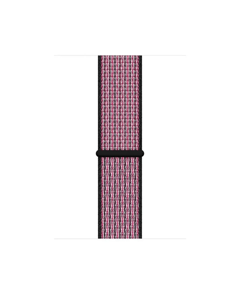 Pink and black woven sport loop Apple Watch band replacement strap