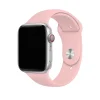 Silver smartwatch with vintage rose pink sport band and red crown