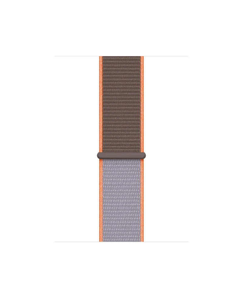 Orange and grey woven sport loop watch band with rubber connector